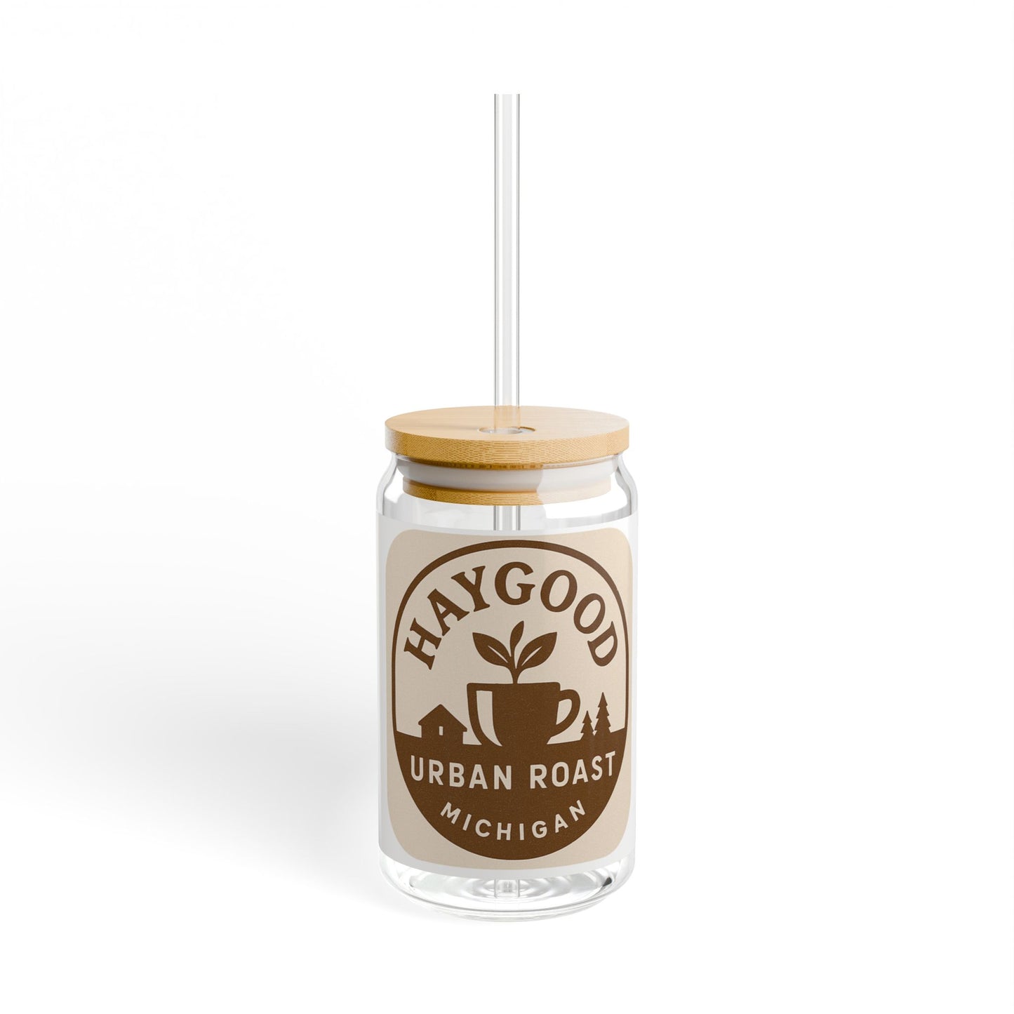 Eco-Friendly 16oz Sipper Glass with Bamboo Lid & Straw