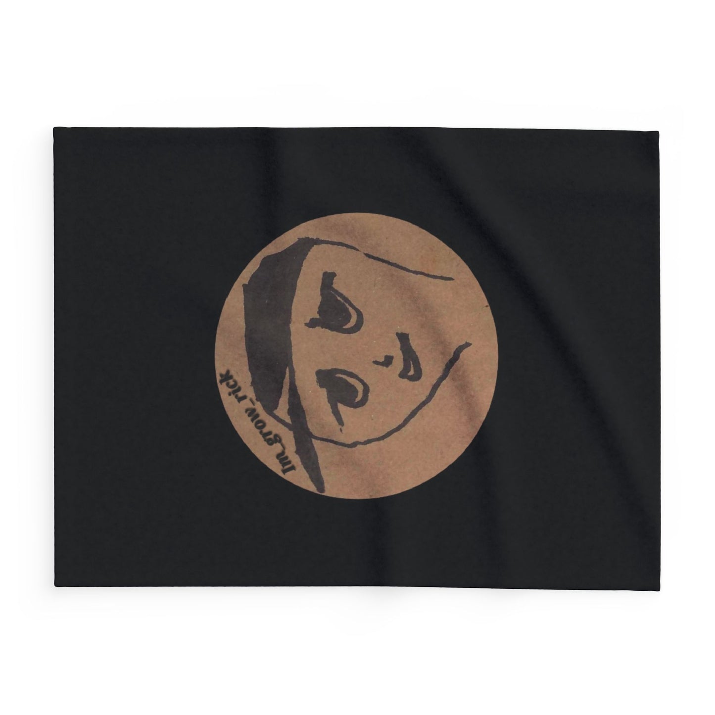 Arctic Fleece Blanket — Cozy Black Throw with Hand-Drawn Face & "be your self" Script
