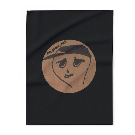 Arctic Fleece Blanket — Cozy Black Throw with Hand-Drawn Face & "be your self" Script